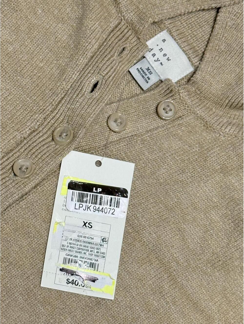 A New Day Beige Button-Up Sweater Dress XS